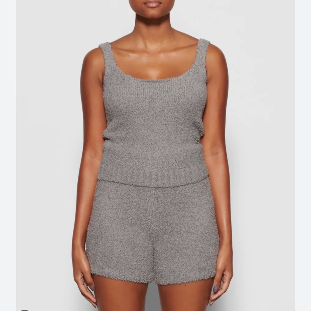 Skims Cozy Tank Top and Shorts Set- Mineral